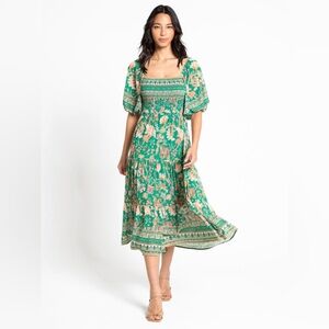 Flying Tomato Floral Green Bohemian Dress